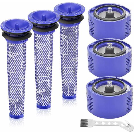 Kit de filtres de Rechange pour Dyson V6 Absolute aspirateurs-balais sans Fil, remplacer 966741-01, 965661-01, Paquet de 7 (3 filtres HEPA, 3 préfiltres, 1 Brosse de Nettoyage)