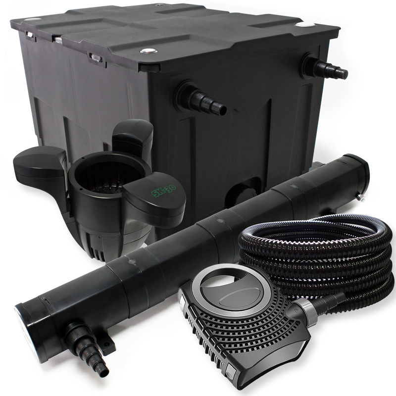 

Wiltec - Kit de filtro Bio Filtro 60000l 72W UV esterilizador Bomba de estanque skimmer y manguera jardin