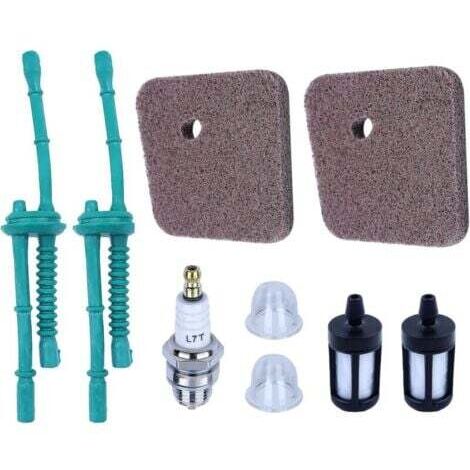 Kit de filtro de aire y combustible para STIHL FS38, FS45, FS55, FS45C, FS55R, HS45, etc. Incluye filtros de aire, filtros de combustible, línea de combustible, bomba de cebado y bujía. 9 piezas en 1 