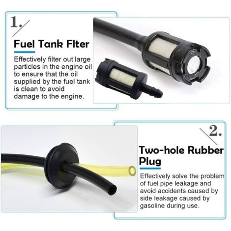 Kit de filtro de combustible universal BR-Vie, junta de tubería de gasolina para desbrozadora, cortadora de setos, podadora, 2 piezas