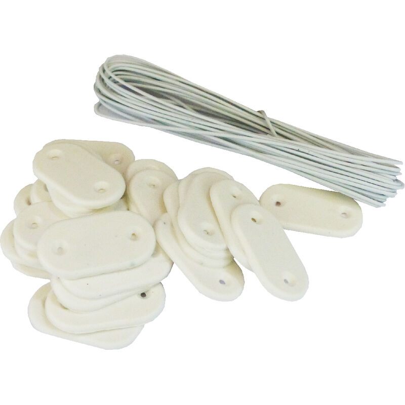 Maillestore - Kit de fixation Brise-vue - 26 pastilles + 4m de fil Blanc 1 kit - Blanc