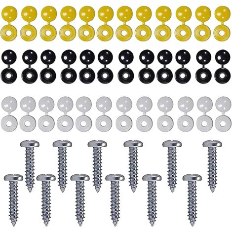 Kit de fixation de plaque d'immatriculation, 12 vis et 36 capuchons, vis et capuchons, fixations de plaque d'immatriculation