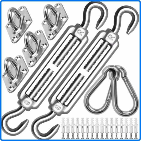 Kit de Fixation de Voile d'ombrage M8 très résistant, kit de Fixation pour auvent en Acier Inoxydable 304 pour Triangle et carré, kit d'accessoires