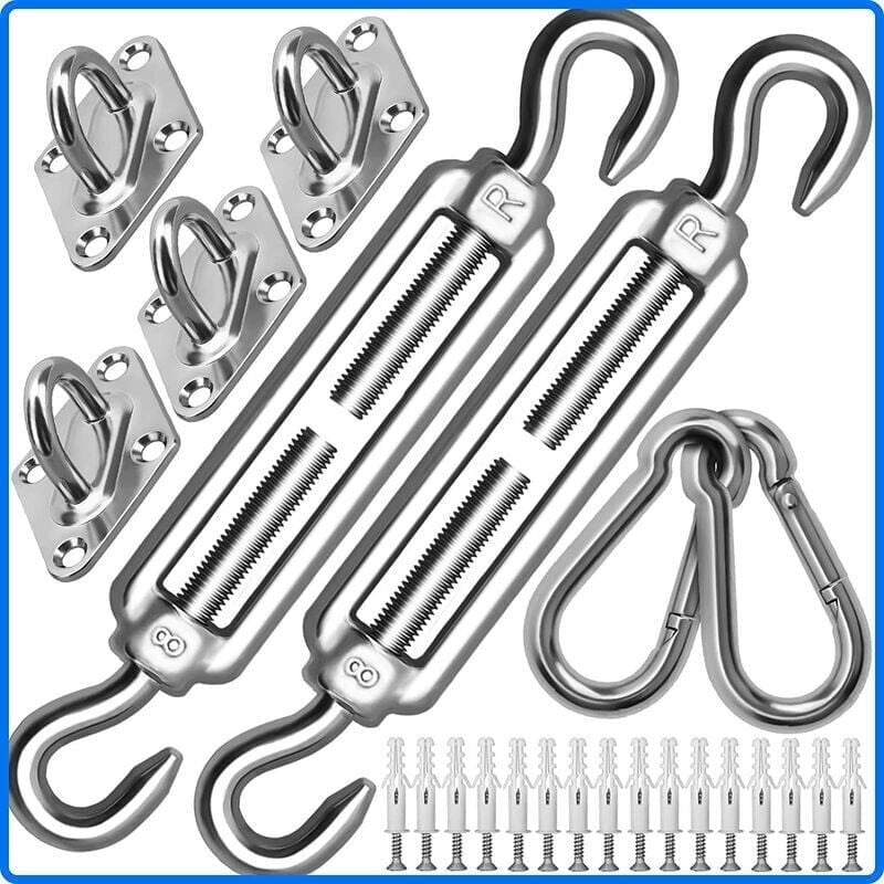 Kit de fixation de voile d'ombrage M8 très résistant, kit de fixation pour auvent en acier inoxydable 304 pour triangle et carré, kit d'accessoires