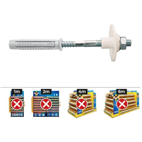 Kit de fixation évier ou céramique Ø10x120mm en acier carbone et nylon avec écrou en acier (Sachet de 2 unités)
