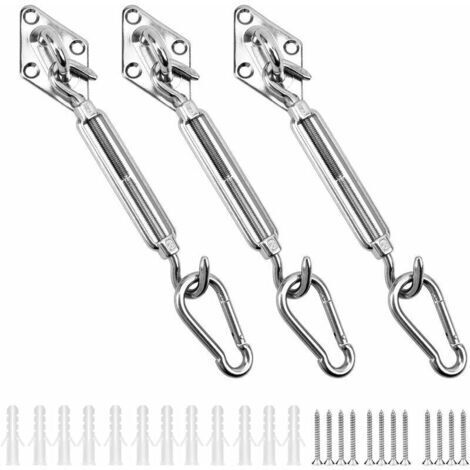 Kit de Fixation Parasols et voiles d'ombrage Triangulaire Acier Inoxydable 304 Kit Accessoires de Fixation pour Toile d'ombrage, Kit de Montage pour Voile Solaire d'ombrage