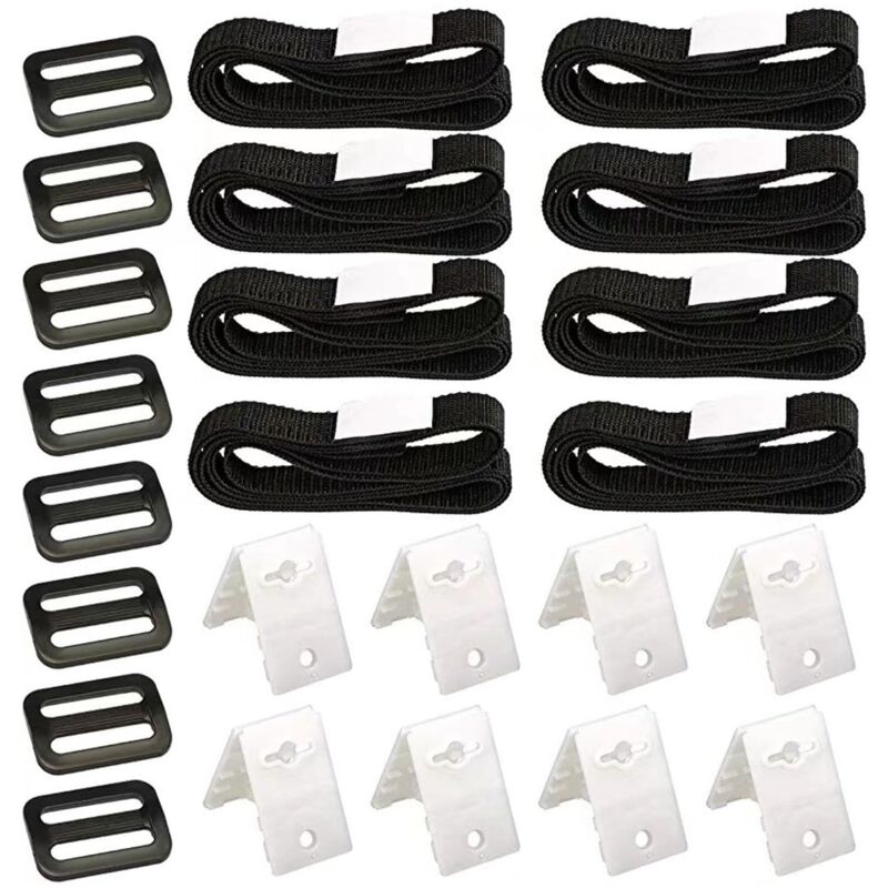 Kit de Fixation pour Bâche Solaire de Piscine, Sangles de Fixation et Pinces et Boucles, Kit de Sangles de Couverture Solaire pour Piscine