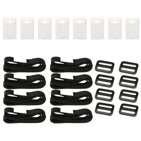 Kit De Fixation pour Bâche Solaire De Piscine, Sangles pour Enrouleur De Bâche Solaire De Piscine, Faciles À Monter, Comprenant 8 Sangles en Nylon,8 Plaques De Cordon,8 Boucles