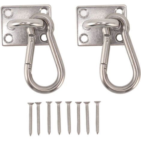 Kit de fixation pour balançoire / hamac / yoga aérien – M8 – Crochet plafond, platine carrée, ressort et mousquetons