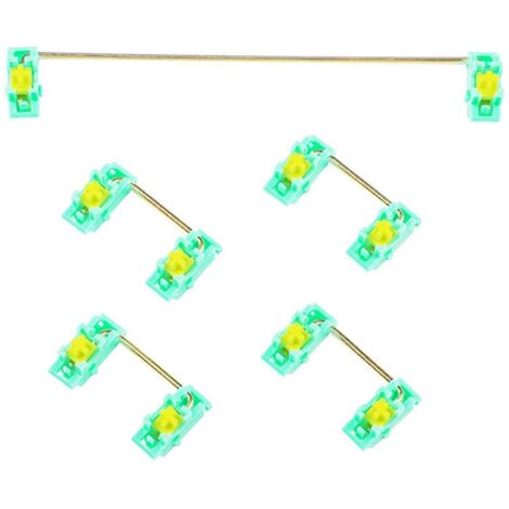 Kit de fixation pour clavier mécanique avec stabilisateurs et axes satellites plaqués or - 1 pièce 6,25U et 4 pièces 2U - Vert citron