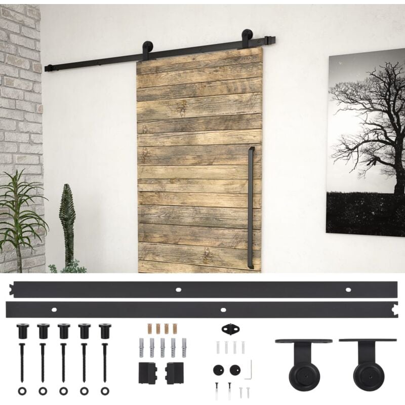 Vidaxl - Kit de quincaillerie de porte coulissante skien 183 cm noir