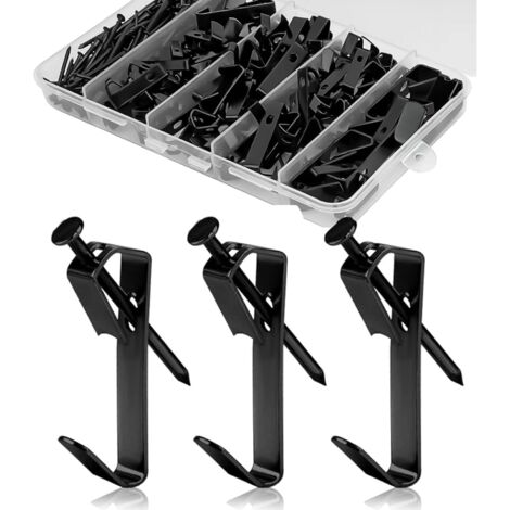 Kit de fixation pour tableaux (80 pièces), crochets robustes (charge maximale : 13,6 kg), crochets métalliques avec clous, pour cloisons sèches et murs en bois.-AquaForge