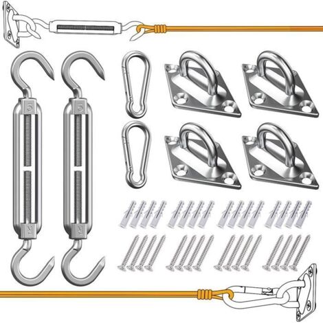 Kit de Fixation pour Voile dOmbrage 304 Inoxydable Voile dOmbrage Kit de fixation pour Triangle arreacute Rectangle Heavy(165)