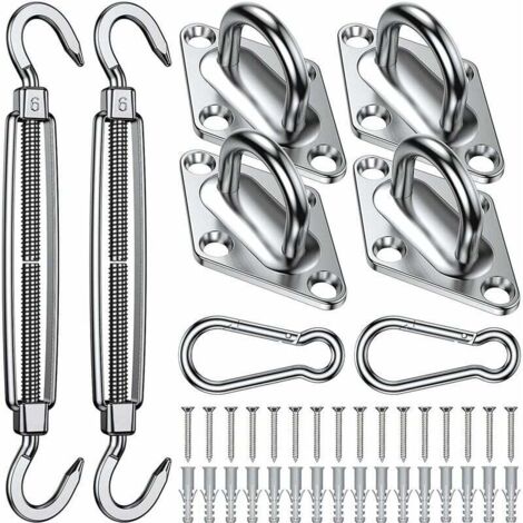 Kit de Fixation pour Voile d'Ombrage - 304 Inoxydable Voile d'Ombrage, Kit de fixation Voile d'ombrage pour Triangle, Carré & Rectangle, Heavy Duty antirouille Voile D'ombrage Kit de Fixation
