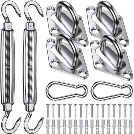 Kit de Fixation pour Voile d'Ombrage - 304 Inoxydable Voile d'Ombrage, Kit de fixation Voile d'ombrage pour Triangle, Carré & Rectangle, Heavy Duty antirouille  Voile D'ombrage Kit de Fixation