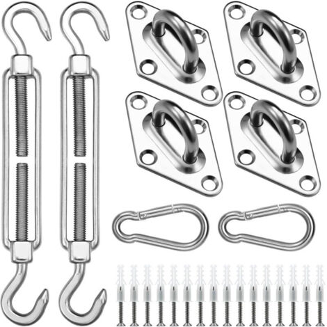 Kit de Fixation pour Voile d'ombrage, 304 Kit de matériel de Pare, pour Carré Voile d'ombrage,Toile d'ombrage Triangulaire,