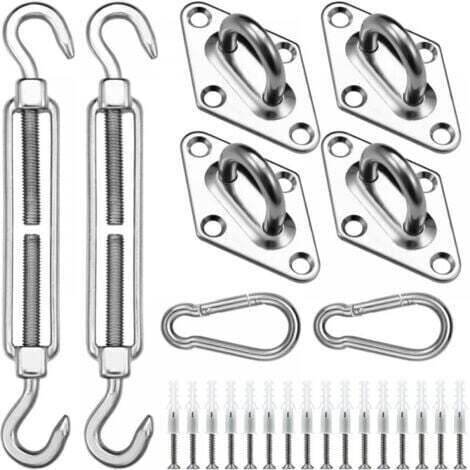 Kit de Fixation pour Voile d'ombrage, 304 Kit de matériel de Pare, pour Carré Voile d'ombrage,Toile d'ombrage Triangulaire,