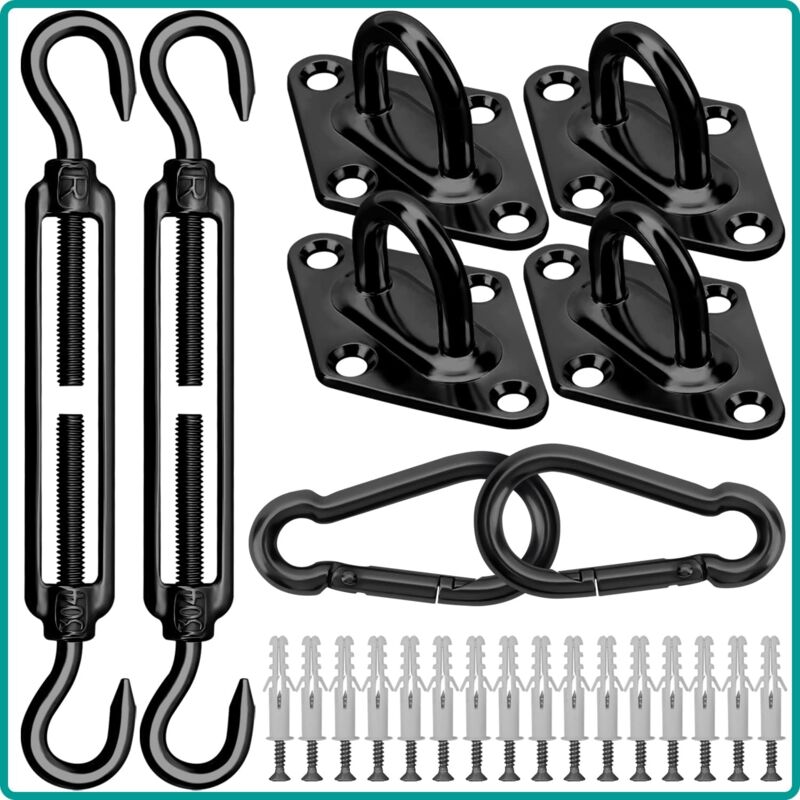 Kit de Fixation pour Voile d'ombrage - 40 pièces - Robuste - en Acier Inoxydable 304 - pour Installation d'auvent de Jardin Triangulaire,