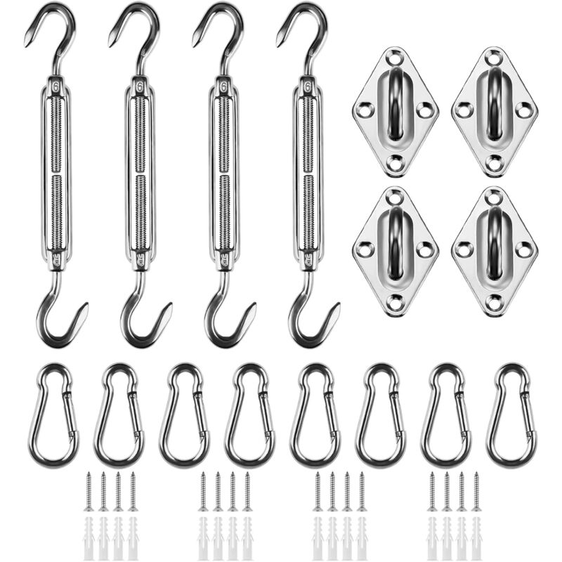 Missdong - M6 Kit de Fixation pour Voile D'ombrage, Acier Inoxydable Soleil Voile D'ombrage Kit de Fixation pour Triangle et Carré, Rectangle, du