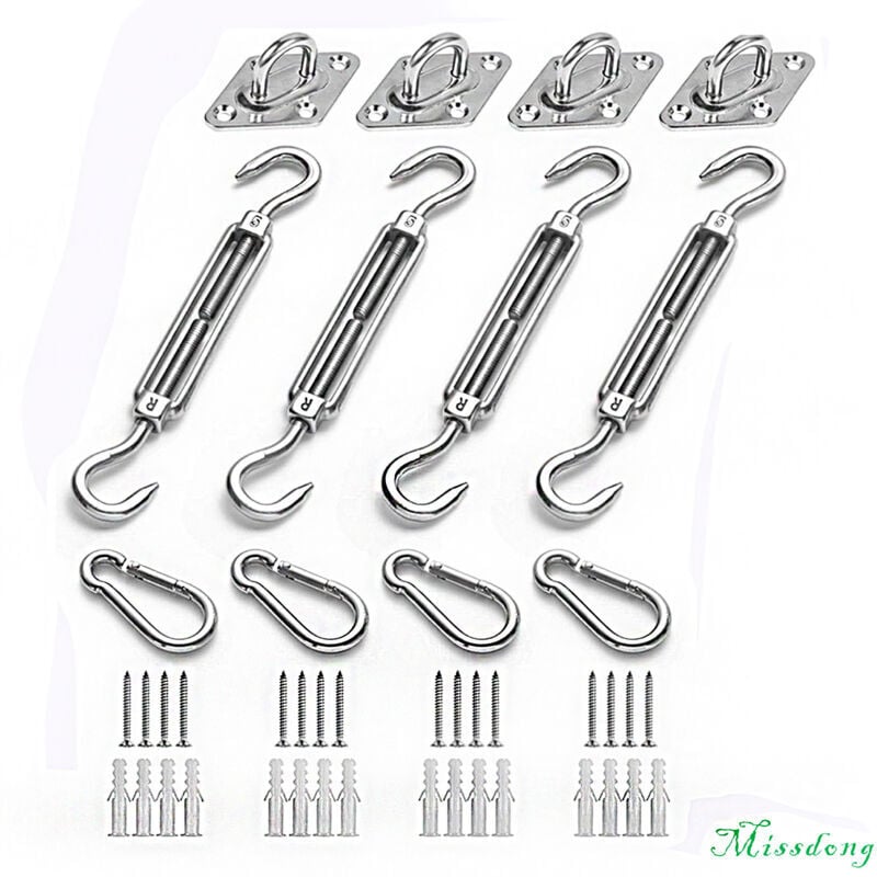 Kit de Fixation pour Voile D'ombrage, Acier Inoxydable Soleil Voile D'ombrage Kit de Fixation pour Triangle et Carré, Rectangle, du Soleil Voile