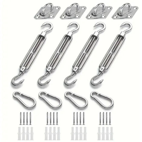 Kit de Fixation pour Voile D'ombrage, Acier Inoxydable Soleil Voile D'ombrage Kit de Fixation pour Triangle et Carré, Rectangle, du Soleil Voile D'ombrage Accessoires de Fixation（M6）