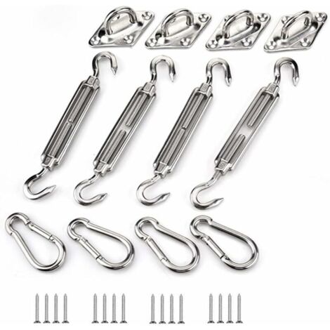 Kit de Fixation pour Voile D'ombrage, Acier Inoxydable Soleil Voile D'ombrage Kit de Fixation pour Triangle et Carré, Rectangle, du Soleil Voile D'ombrage Accessoires de Fixation（M6）