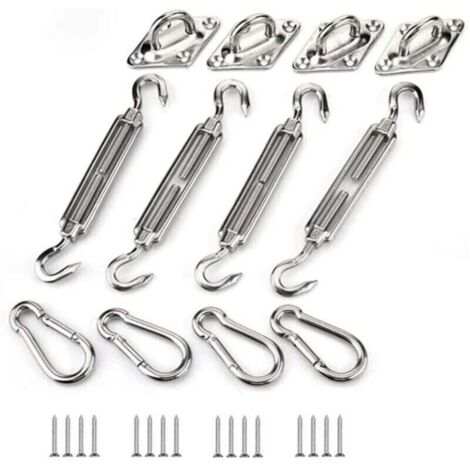 Kit de Fixation pour Voile D'ombrage, Acier Inoxydable  Voile D'ombrage Kit de Fixation pour Triangle et Carré, Rectangle, du  Voile D'ombrage Accessoires de Fixation M5 -Versaill