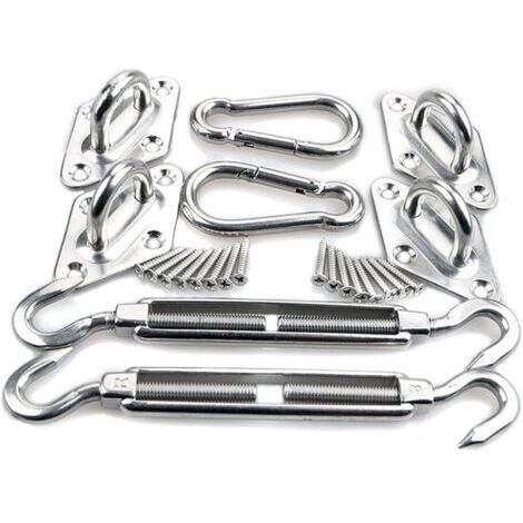 Kit de fixation pour voiles d'ombrage triangulaires, carrées et rectangulaires. Kit de fixation en acier inoxydable 304 pour voiles d'ombrage, kit de fixation de 8 mm pour voiles d'ombrage.