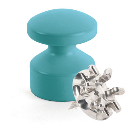 Kit de Fixation : Vis placo Longueur 20 mm Alu + Petite Patère convexe Bleu canard - L'Attachante