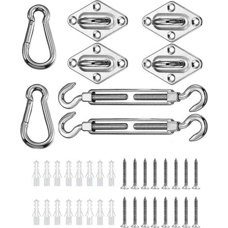 Kit de Fixation Voile d'ombrage, Soleil d'ombrage kit de Fixation pour Triangle Carré Rectangle (40 pièces)