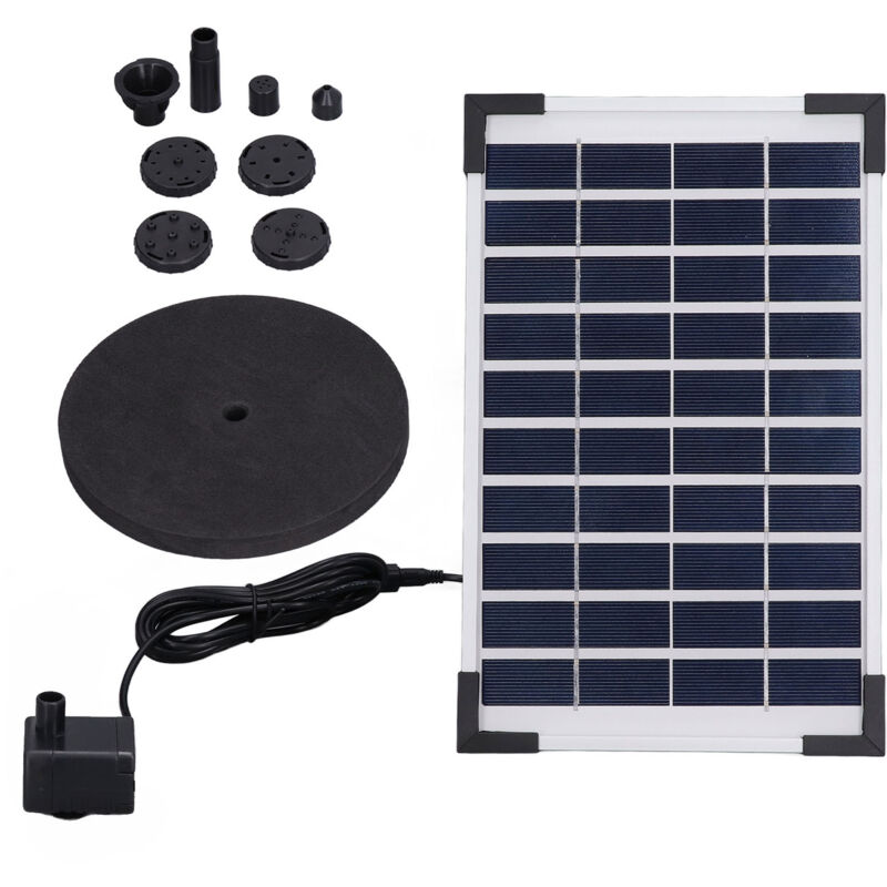 Kit de fontaine solaire flottante 10V 5W, Kit de pompe à eau pour jardins, piscines, réservoirs de poissons, Aquariums