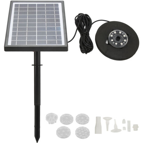 Kit de Fontaine Solaire Flottante avec Pompe et Éclairage LED, Alimentation DC8V pour Jardin Extérieur
