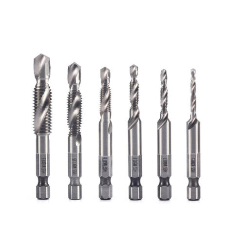 Kit de Forage et Taraudage 6 pièces en HSS, 1/4 Inch, pour Métal Léger/Bois/Plastique