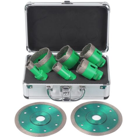 Kit de forets diamantés 6 pièces – Trépans 20/25/40/45/50/68mm – Filetage M14 pour perçage à sec verre, carrelage, céramique, marbre