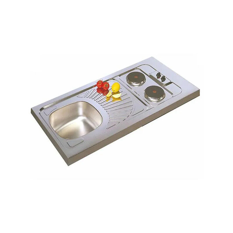 

Moderna - Kit de fregadero 100 x 60, con quemador Domino 2 eléctrico