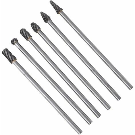 Kit de fresas rotativas de carburo de tungsteno, vástago de 6mm, cabezal de 10mm, herramienta de taladro lijadora eléctrica, 6 uds.