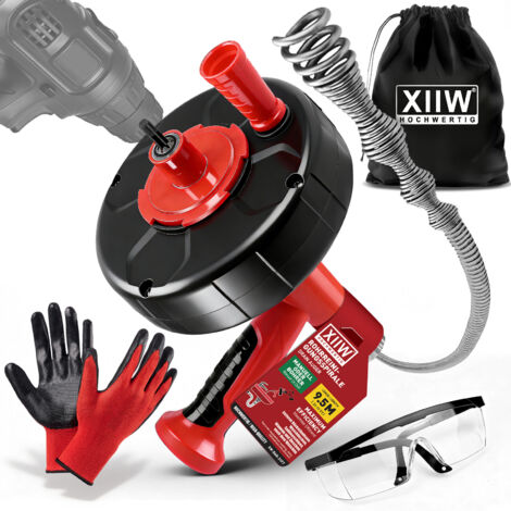 Kit de Furet Déboucheur de Canalisation avec câble spiralé de 9,5 M Ø12 mm pour Tuyaux de Ø80mm Max, Outil de Nettoyage de Tubes, Nettoyant Déboucheur pour cuisine et salle de bain