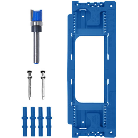 Kit de Gabarit de Fraisage pour la Pose de Charnières et Serrures de Porte (H617-blue, Bleu)