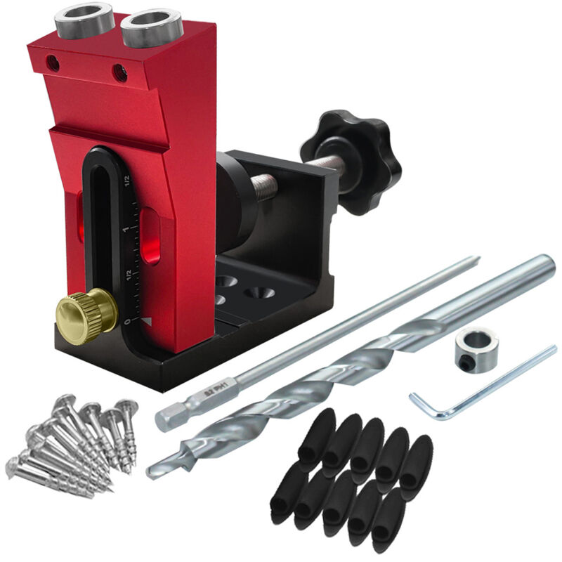 Lifcausal - Kit de gabarit de trou de poche, localisateur de trou incliné réglable, système de gabarit de trou de goujon de poche, outil d'angle de