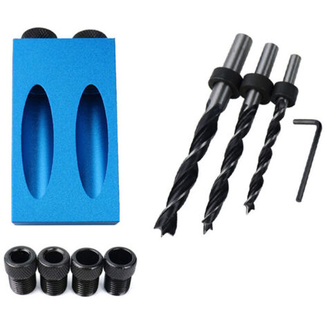 Kit de gabarit pour trous de poche, système de guide de perçage remplaçable, gabarit pour tourillons 6/8/10 mm, localisateur de trous de perçage d'angle, outils d'assemblage du bois