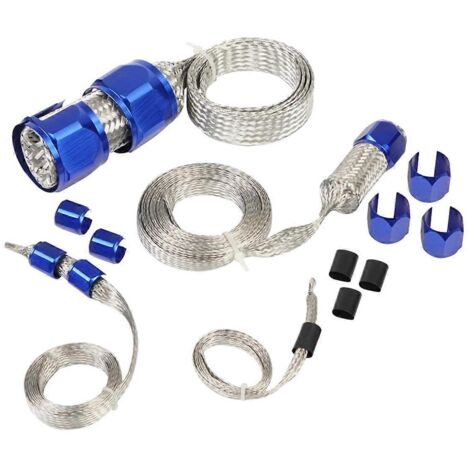 Kit de gaine tressée pour tuyau de chauffage universel à vide et carburant, bleu