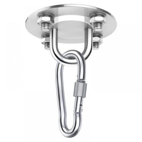 Kit de ganchos de techo resistentes, capacidad de 1000 libras, kit para colgar hamaca de acero inoxidable, silla colgante giratoria de 180°, suspensión, hamaca, yoga con tornillos de ajuste