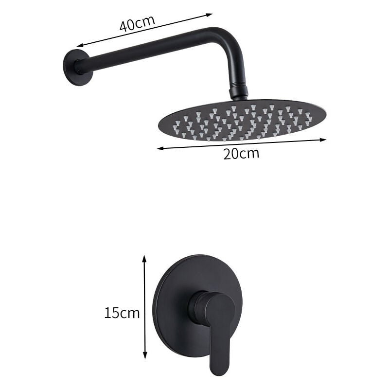 Largeight - Kit de garniture de douche à fonction unique Ensemble de robinet de douche mural 8' (environ 20,3 cm) Ensemble de pomme de douche et de