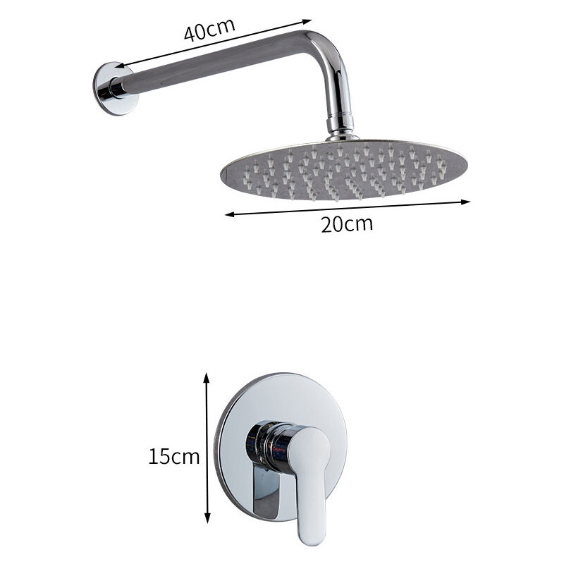 Kit de garniture de douche à fonction unique Ensemble de robinet de douche mural 8" (environ 20,3 cm) Ensemble de pomme de douche et de poignée