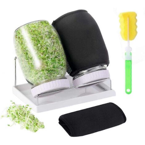 Kit de germination, 2 bocaux Mason à large ouverture, kit de germination avec couvercles à mailles fines (neuf)
