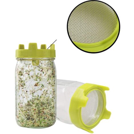 Kit De Germination Pour Germes De Haricot - Aeration Optimisee - Stabilite Renforcee - Sans BPA - Pour Bocaux Mason A Bouche Large - 1 Unite