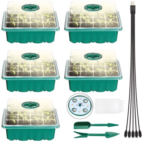 Kit de germination - Set de 5 Plateaux pour semis avec lumière LED de croissance