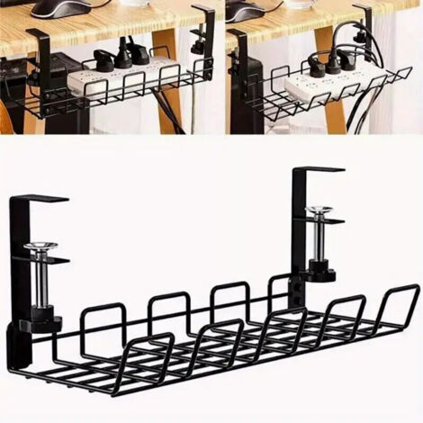 Kit de gestión de cables para debajo del escritorio, cesta para cables de mesa sin taladrar para almacenar cables de extensión, abrazadera organizadora de cables ordenada sin tornillos para el hogar, 