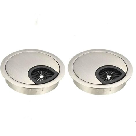 Kit de gestion des câbles de bureau - Cache-câbles rond en alliage de zinc pour ordinateur de bureau - Idéal pour la maison et le bureau (Ø60 mm (2-3/8 pouces), argent brossé)