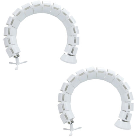 Kit de gestion des câbles, organiseur de câbles flexible et réglable pour bureau, blanc, 2 pièce (rond, 76 cm)